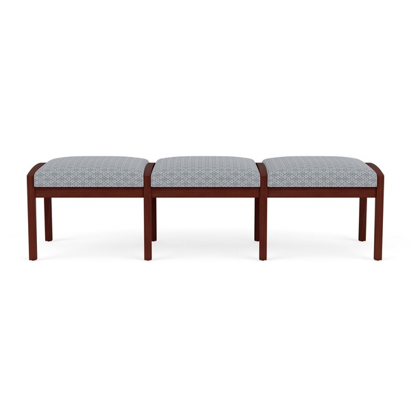 Lesro Lenox Wood 3 Seat Bench Wood Frame, Mahogany, RS Fog Upholstery LW3001 - main